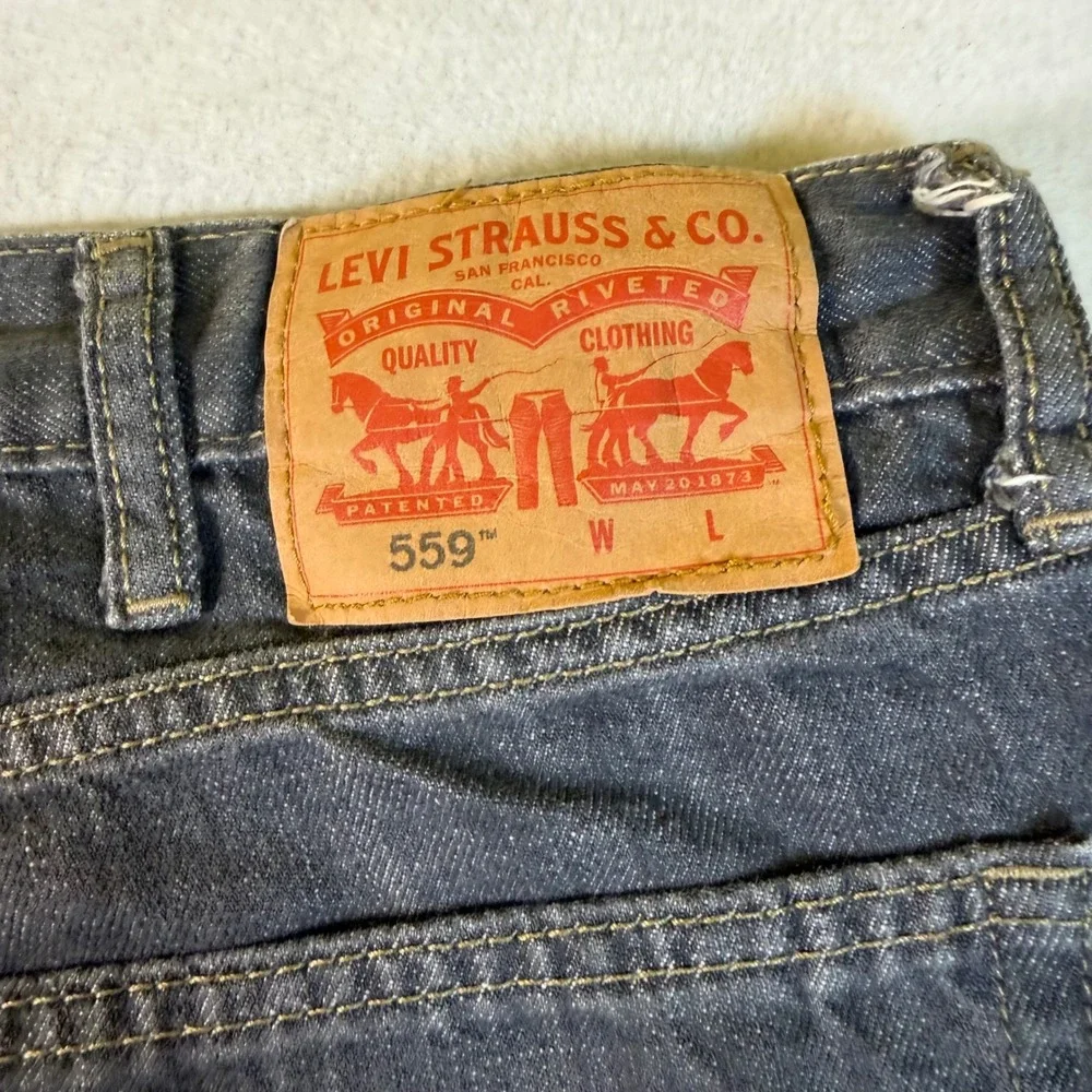 Levis 559 Relaxed Straight Jeans Mens 42x34 Dark Wash Blue Denim Pants 4102